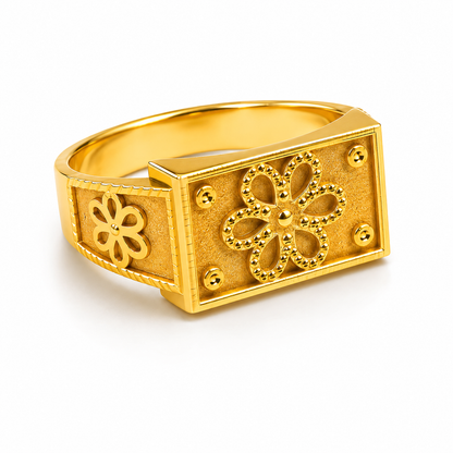 Royal Bloom Heritage Gold Statement Ring for Men