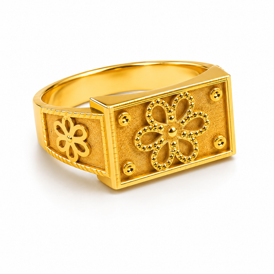 Royal Bloom Heritage Gold Statement Ring for Men