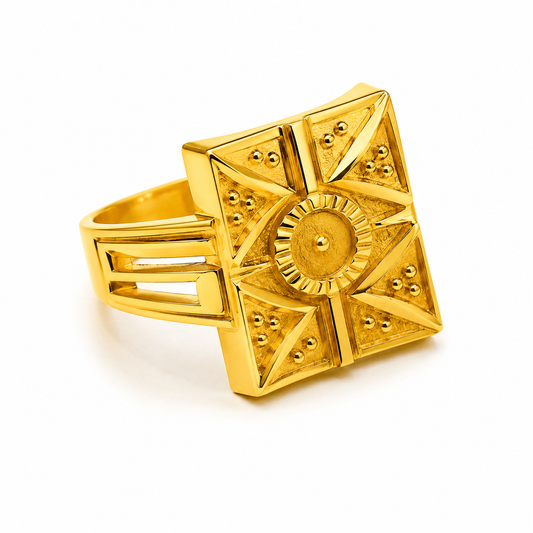 Regal Geometric Medallion Statement Ring for Men