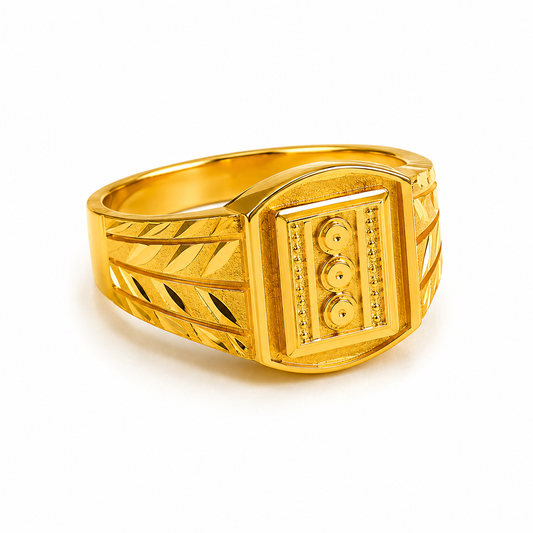 Royal Triple Medallion Geometric Statement Ring for Men