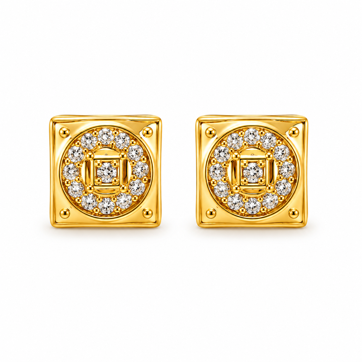 Regal Quadrant Crystal Stud Earrings