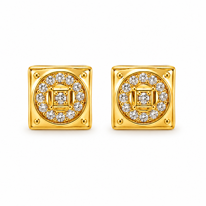 Regal Quadrant Crystal Stud Earrings