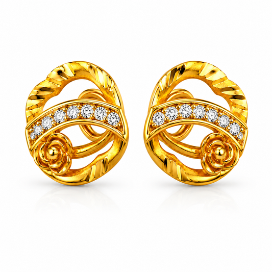 Sculpted Ribbon & Rosetta Infinite Loop Statement Earrings