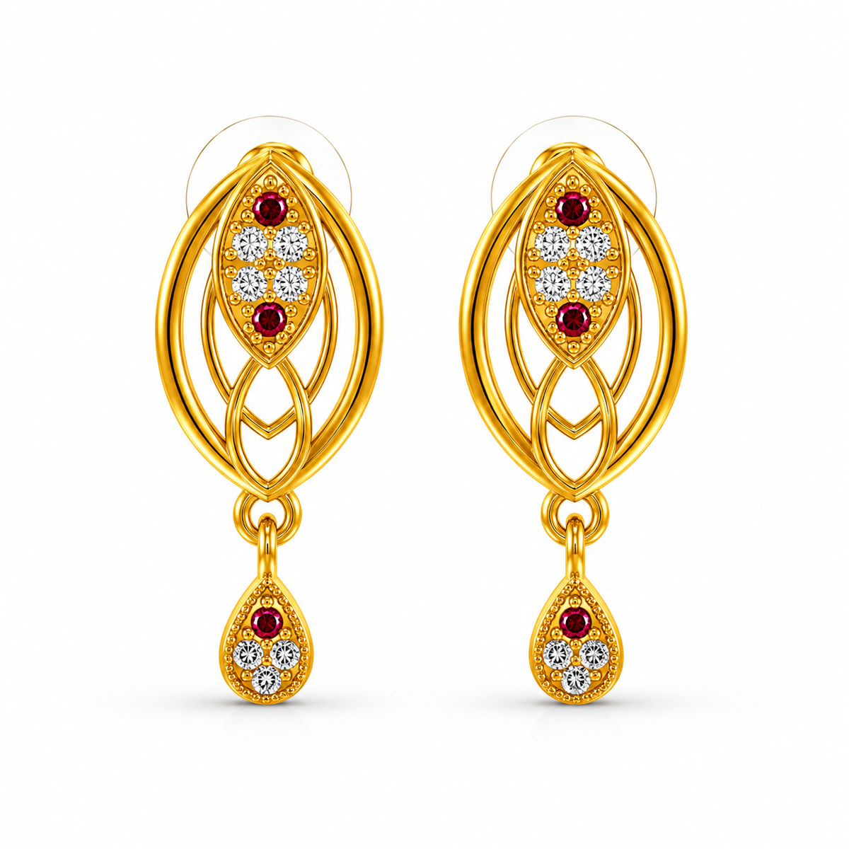 Radiant Interwoven Geometric Eye-Shape Stud Earrings