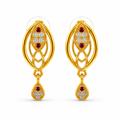 Radiant Interwoven Geometric Eye-Shape Stud Earrings