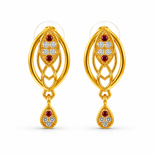 Radiant Interwoven Geometric Eye-Shape Stud Earrings