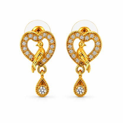 Modern Heart Shape Bird Stud Earrings