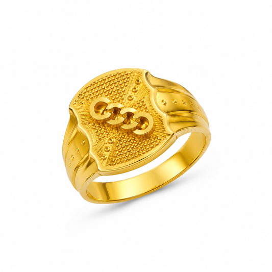 Regal Interlock Crest Statement Ring for Men