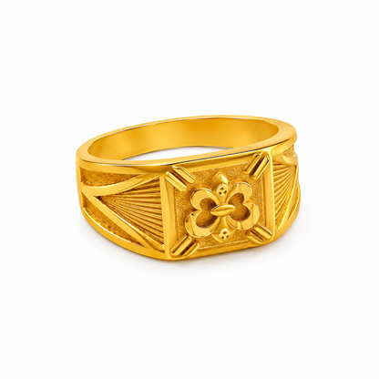 Royal Floral Crest Heritage Statement Ring for Men