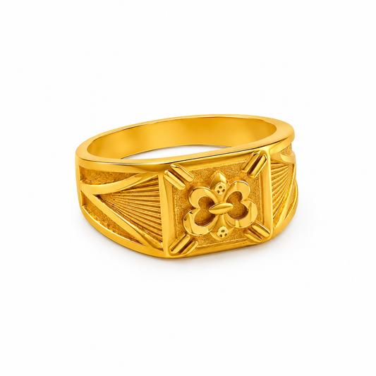 Royal Floral Crest Heritage Statement Ring for Men
