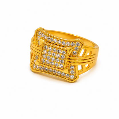 Imperial Geometric Crystal Crown Statement Ring for Men