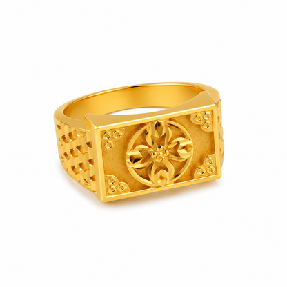 Regal Floral Emblem Heritage Signet Ring for Men