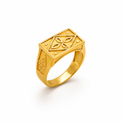 Royal Four-Petal Heritage Signet Ring for Men
