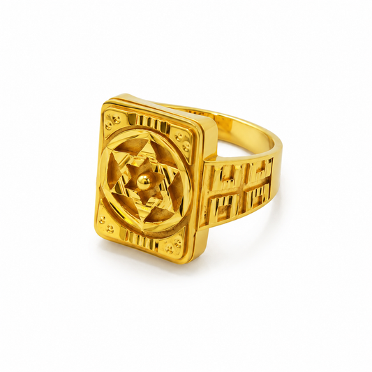 Royal Geometric Star Medallion Statement Ring