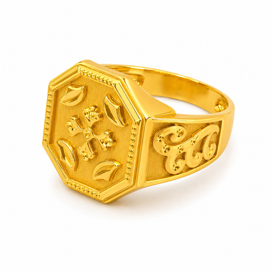 Imperial Fleur Crest Heritage Signet Ring for Men