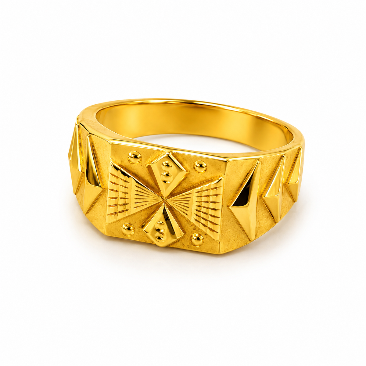 Imperial Diamond Crest Geometric Ring for Men