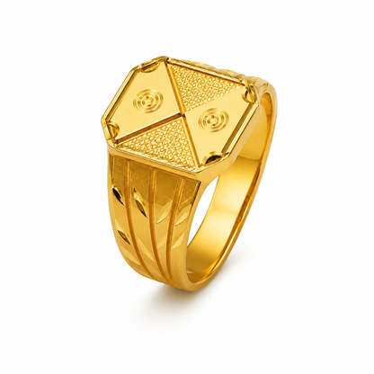 Royal Quad Crest Geometric Signet Ring for Men