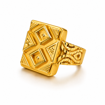 Royal Geometric Crest Statement Ring for Men