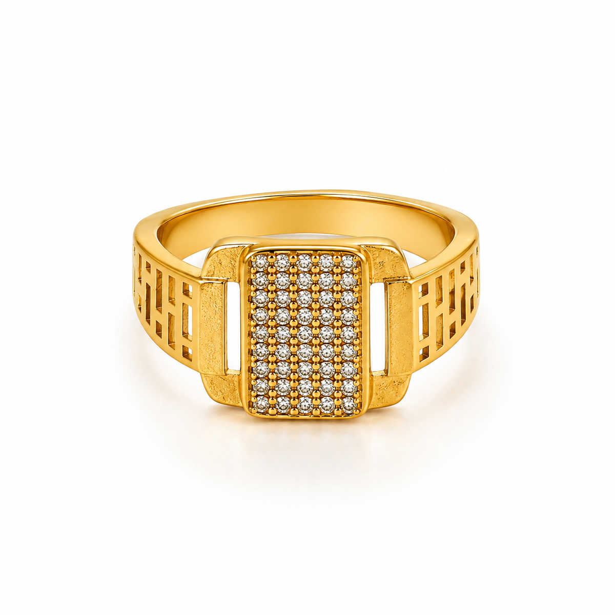 Royal Gridstone Crystal Statement Ring for Men