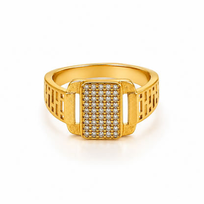 Royal Gridstone Crystal Statement Ring for Men