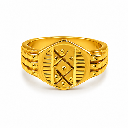 Royal Geo Crest Statement Ring for Men