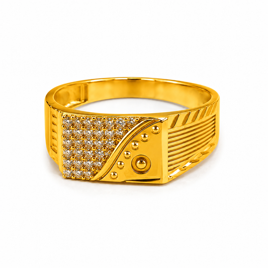 Regal Crystal Wave Statement Ring for Men