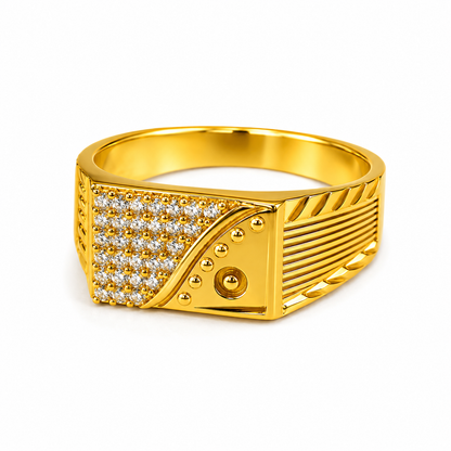 Regal Crystal Wave Statement Ring for Men