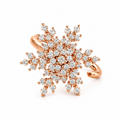 Luxury 360° Rotating Snowflake Spinner Ring with Sparkling CZ Stones