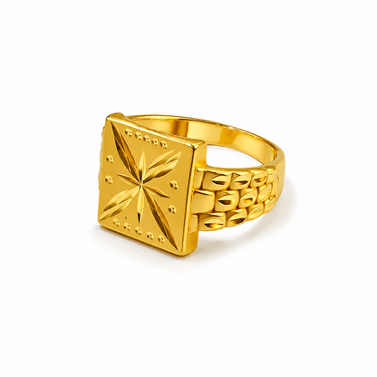 Regal Starburst Geometric Statement Ring for Men