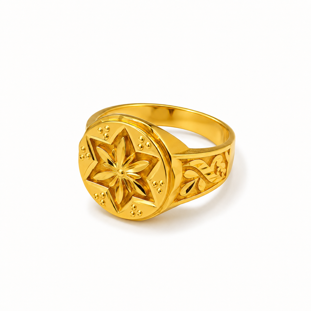 Royal Floral Medallion Heritage Statement Ring for Men