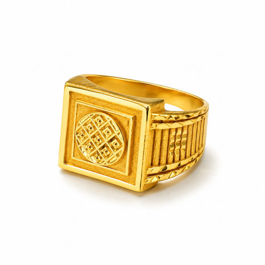 Imperial Woven Crest Textured Ring for Men