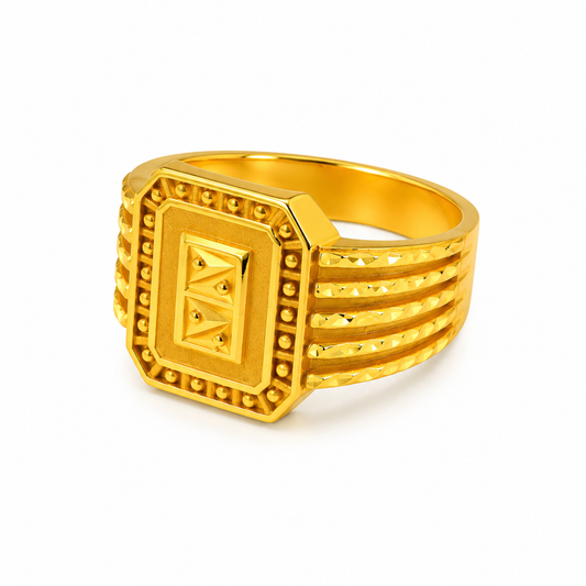 Royal Textured Crest Wide Band Ring for Men