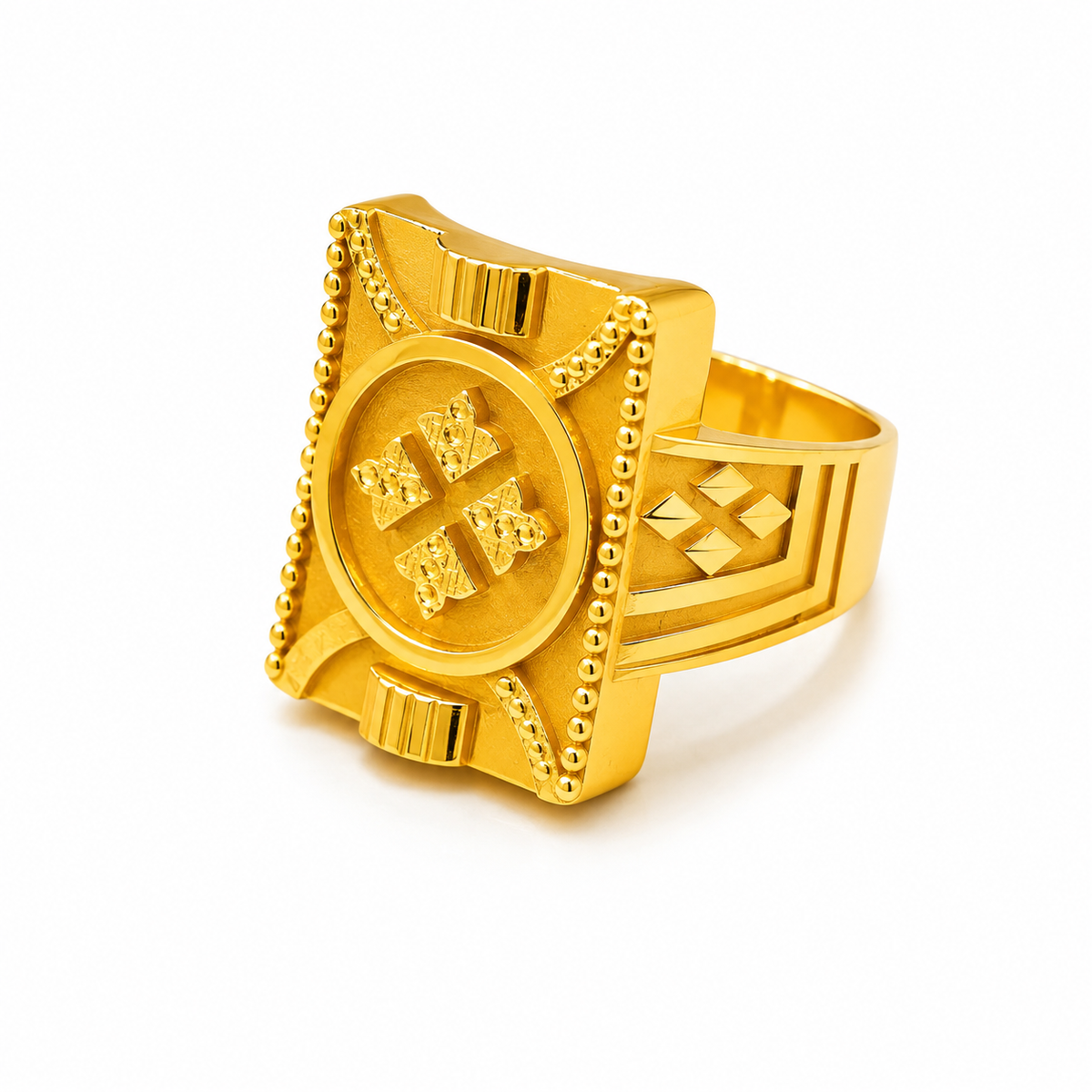 Royal Insignia Textured Statement Ring for Men