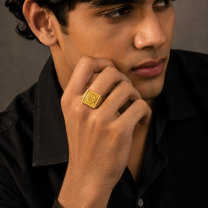 Imperial Woven Crest Textured Ring for Men