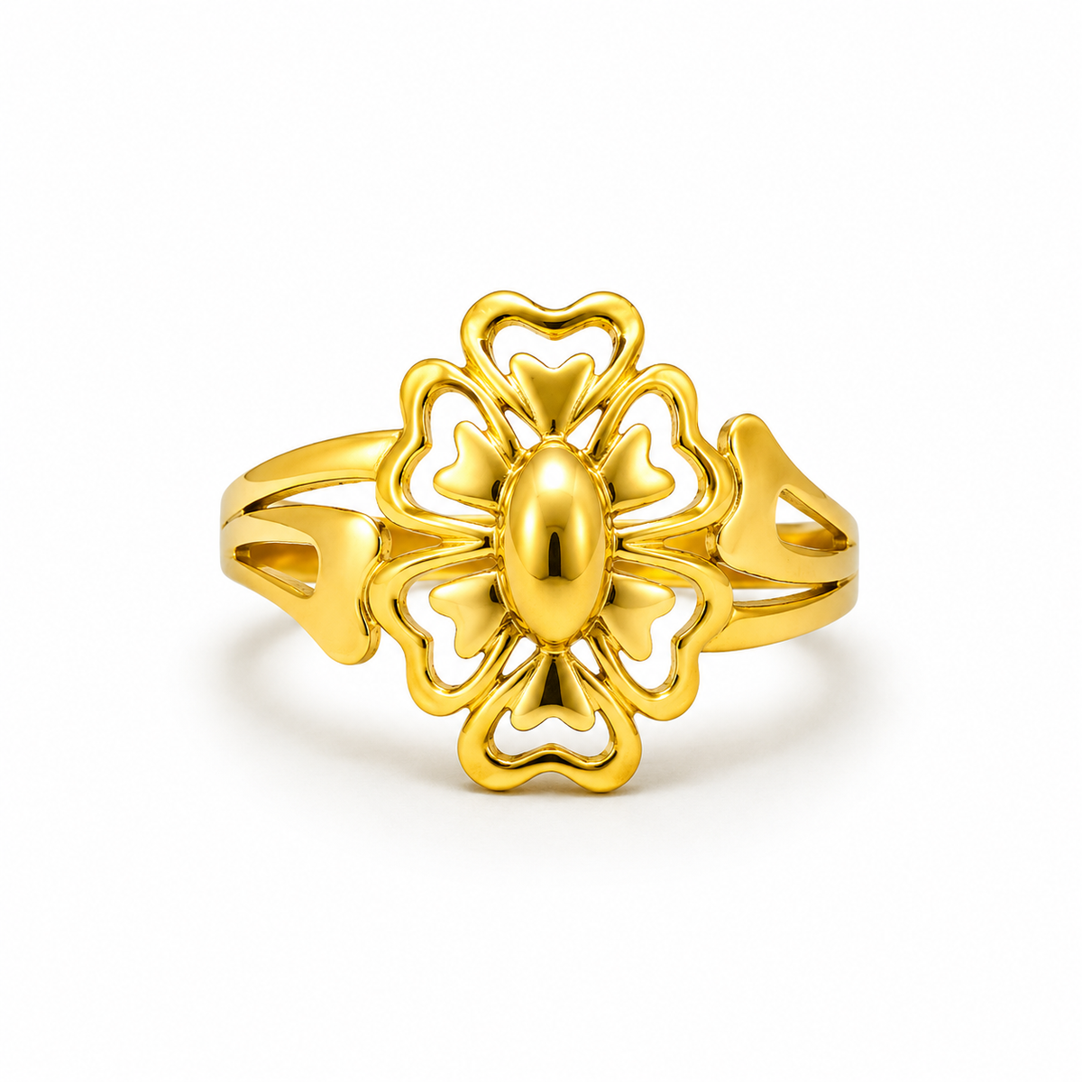 Elegant Floral Openwork Statement Ring for Women