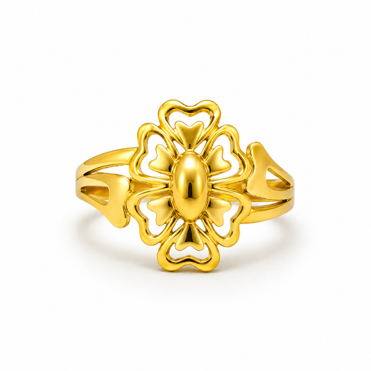 Elegant Floral Openwork Statement Ring for Women