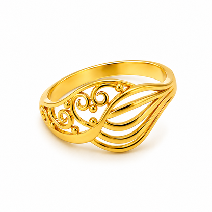 Elegant Swirl Filigree Multilayer Statement Ring for Women