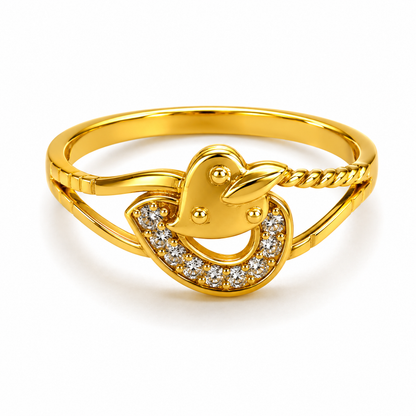 Royal Lovebird Heart Embrace Statement Ring for Women