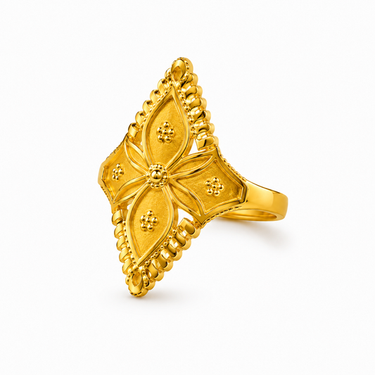 Royal Four-Petal Heritage Crest Statement Ring for Women