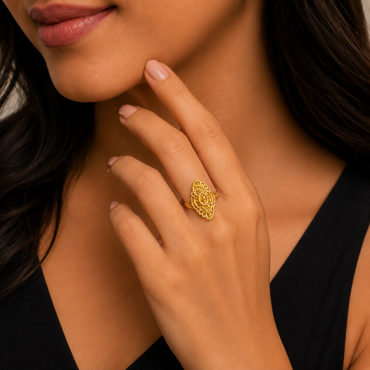 Royal Lotus Cascade Heritage Statement Ring for Women