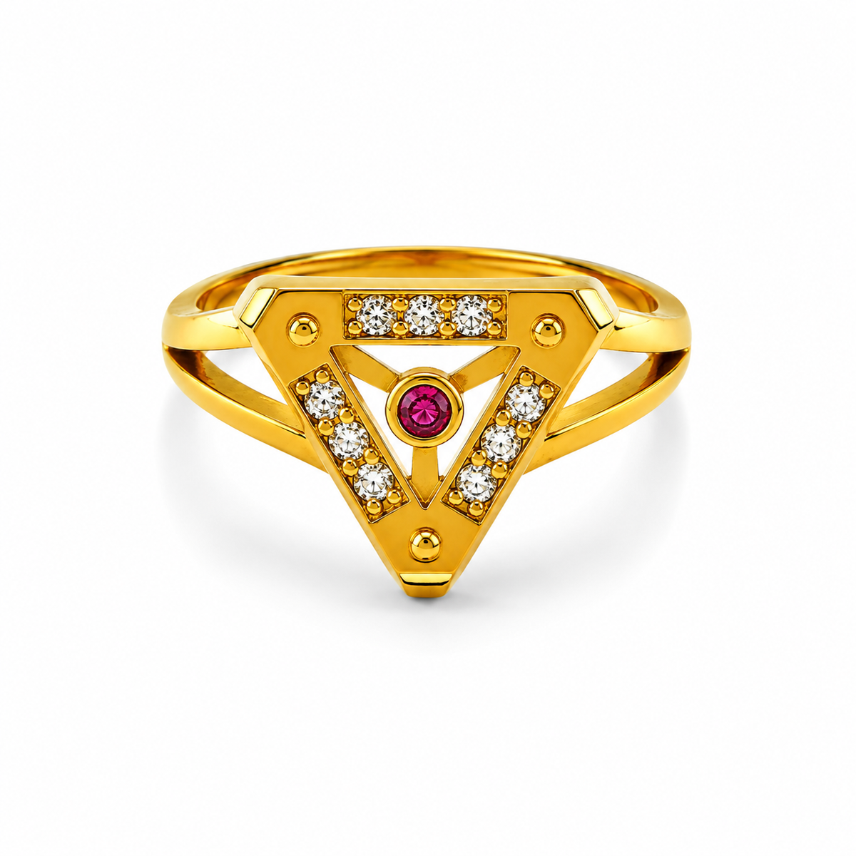 Royal Ruby Trigon Radiance Statement Ring for Women