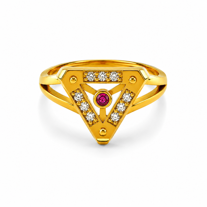 Royal Ruby Trigon Radiance Statement Ring for Women