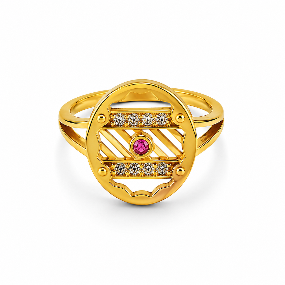 Regal Ruby Orbit Radiance Statement Ring for Women