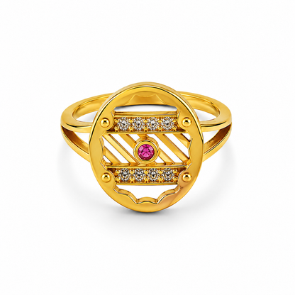 Regal Ruby Orbit Radiance Statement Ring for Women