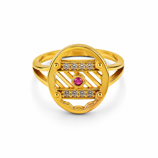 Regal Ruby Orbit Radiance Statement Ring for Women
