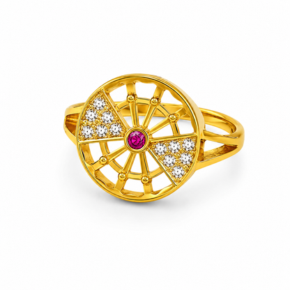 Regal Radiant Wheel Statement Ring For Women