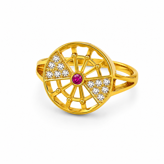 Regal Radiant Wheel Statement Ring For Women