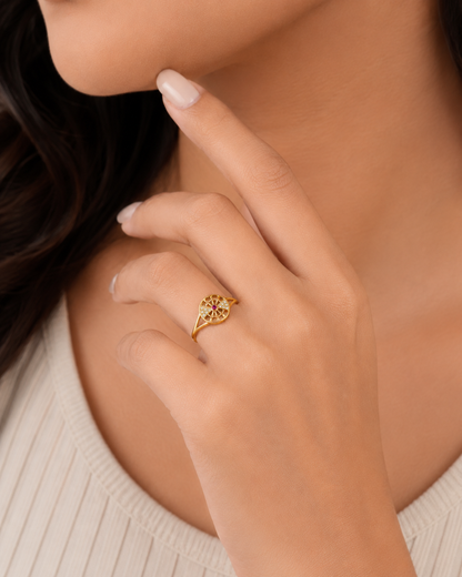 Regal Radiant Wheel Statement Ring For Women