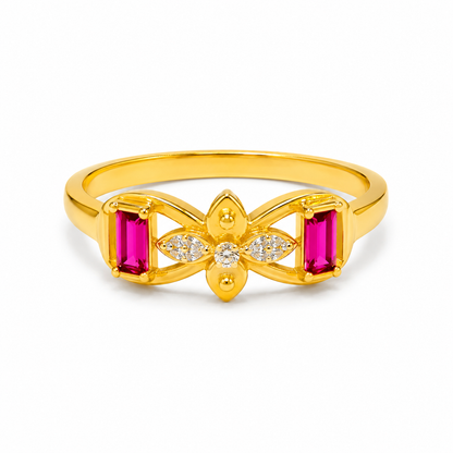 Royal Fuchsia Butterfly Embrace Statement Ring