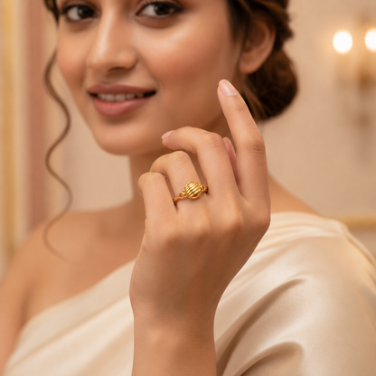 Regal Spiral Orb Elegance Statement Ring for Women